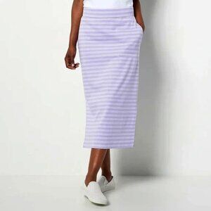 Isaac Mizrahi M Midi Skirt Lavender Womens Pima Cotton Casual Y2K Soft Girl Pima